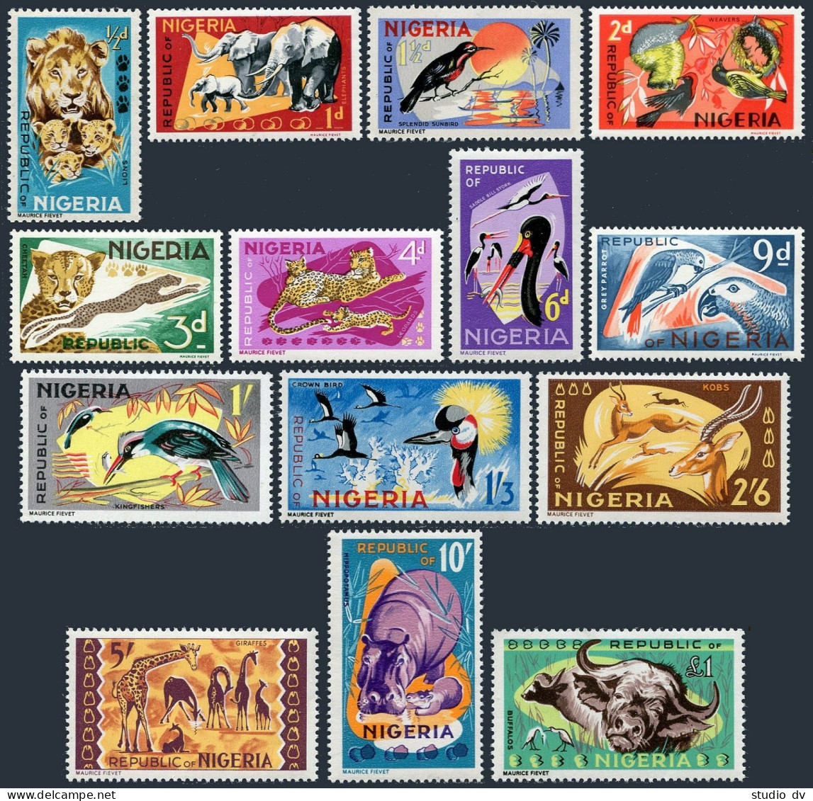 Nigeria 184-197,MNH. Wild Life 1965-1966:Lion,Elephant,Cheetah,Birds,Giraffes, - Niger (1960-...)