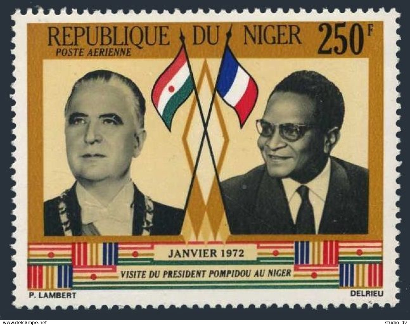Niger C173,MNH.Michel 315. Presidents Georges Pompidou,Hamani Diori,1972. - Niger (1960-...)