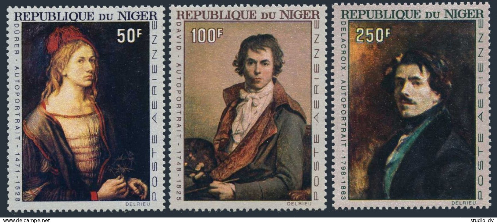 Niger C68-C70, MNH. Mi 146-148. Albert Durer, Jacques L.David,F.Delacroix, 1967. - Niger (1960-...)