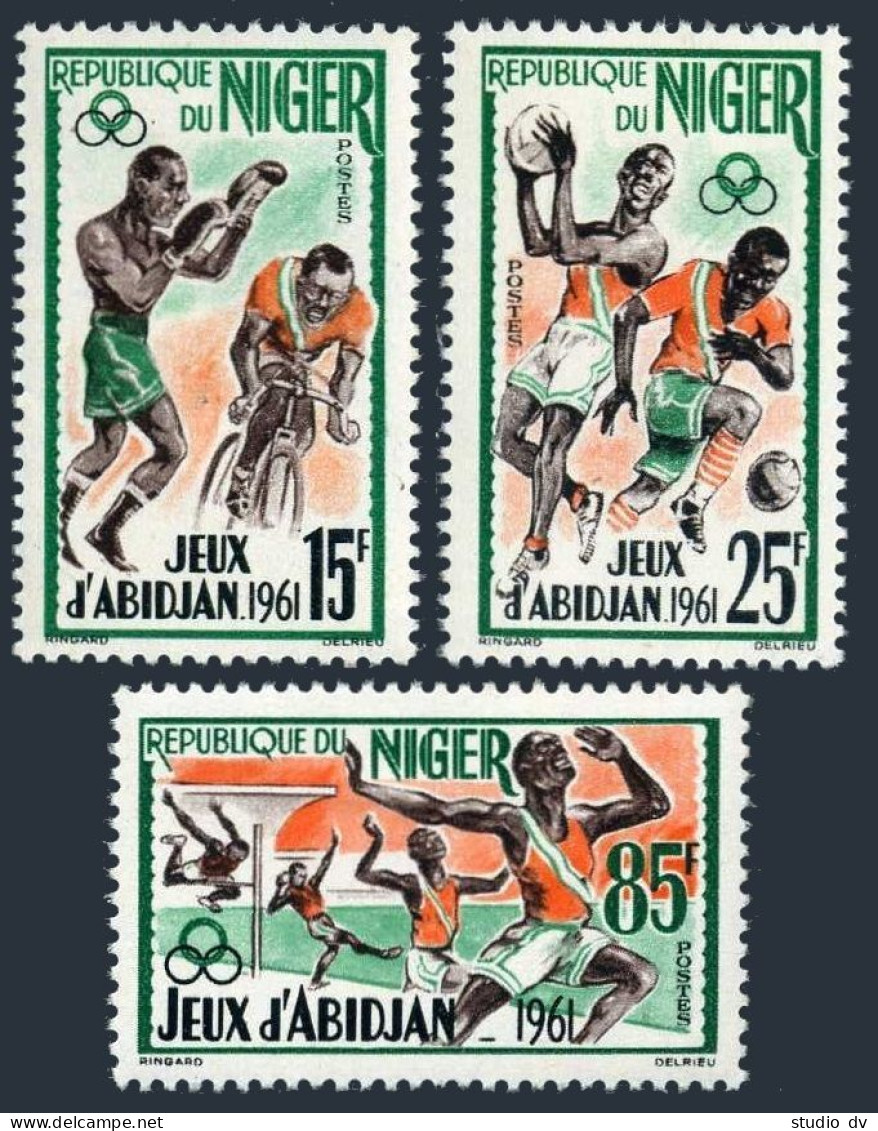 Niger 109-111,MNH.Mi 25-27. Abidjan Games 1962: Boxing, Basketball, Soccer,Track - Niger (1960-...)