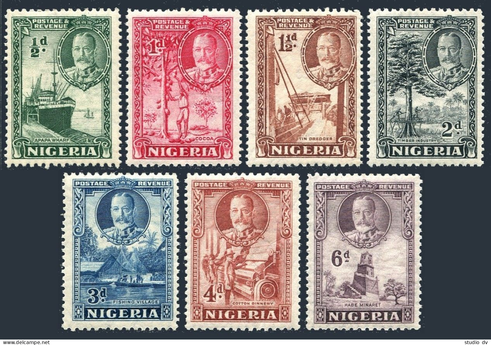 Nigeria 38-44, Hinged. Michel 31-47. King George V, 1936. Wraft, Cacao, Timber, - Nigeria (1961-...)