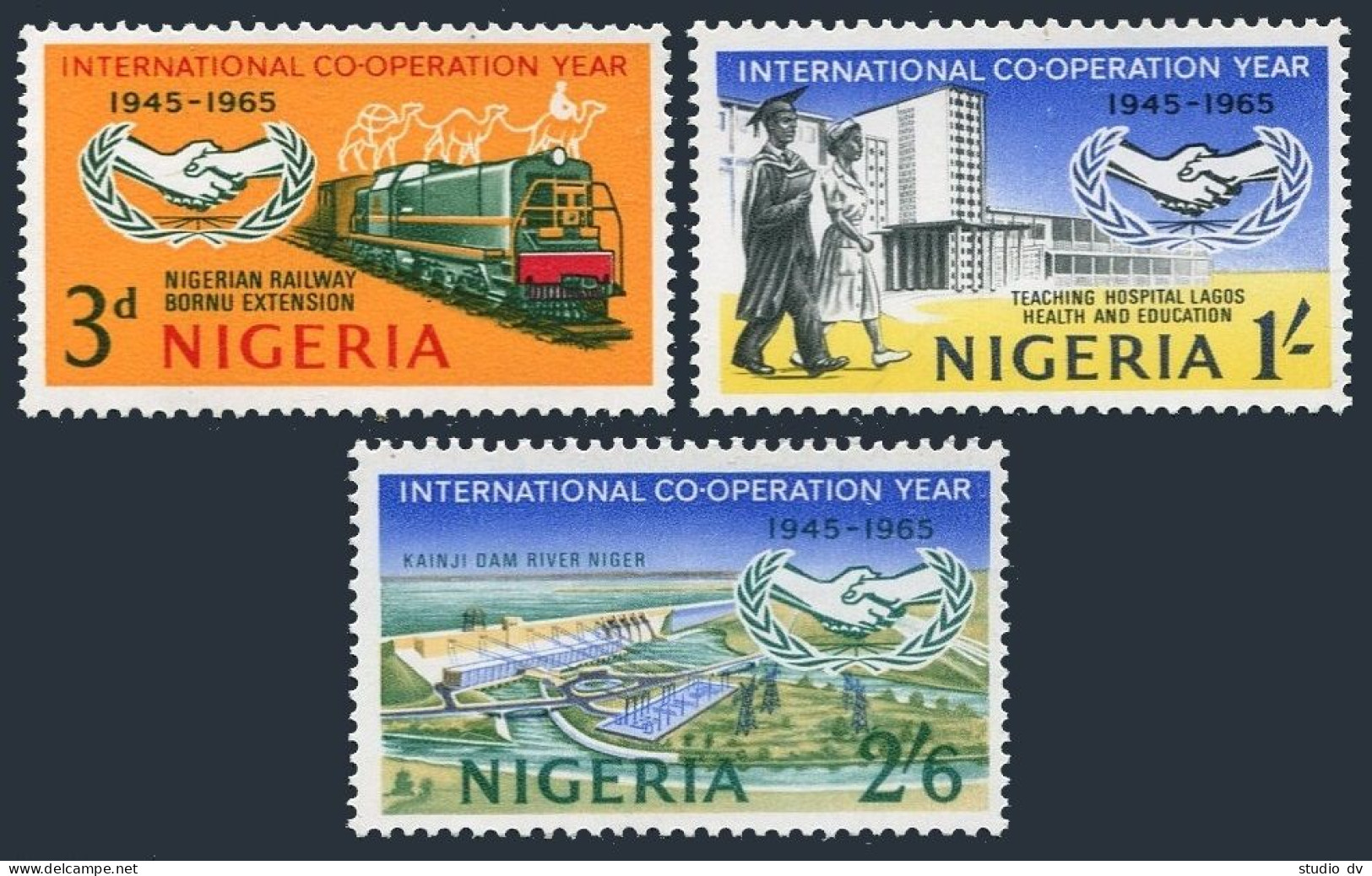 Nigeria 178-180,MNH.Mi 169-171.Cooperation Year ICY-1965,UN-20.Locomotive,Camel. - Nigeria (1961-...)