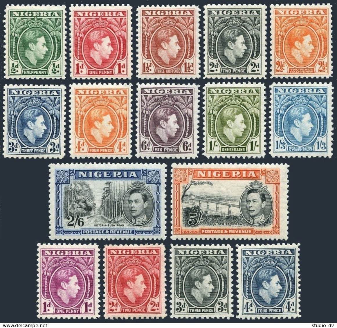 Nigeria 53-68, MNH. Michel 46-61. King George VI, 1938-1944. Road, Bridge,Views. - Nigeria (1961-...)