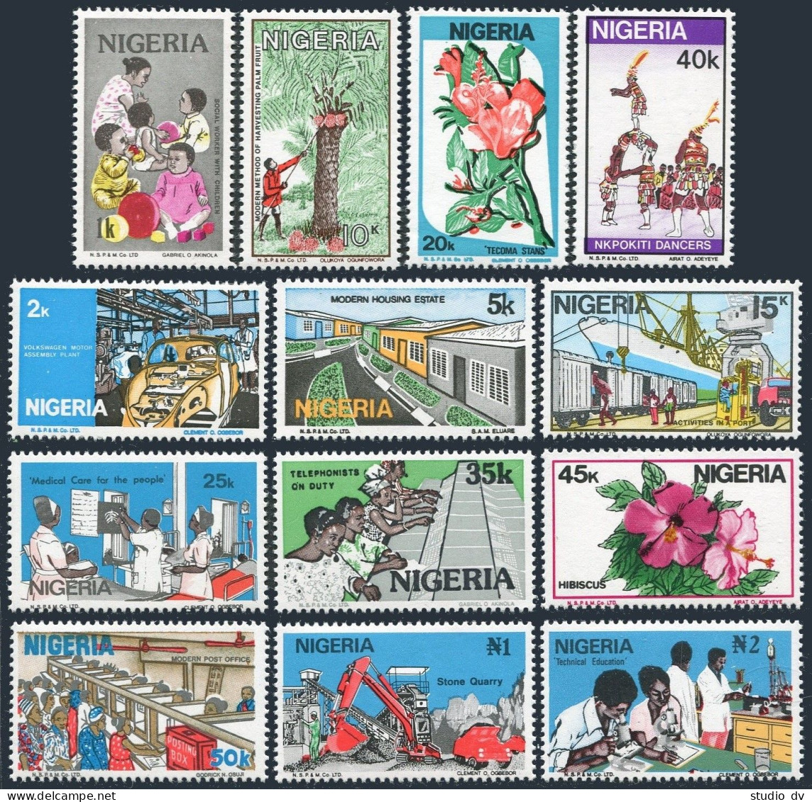 Nigeria 488-500 Set Of 13 Stamps,MNH.Mi 470-473. Development Of Nigeria,1986. - Nigeria (1961-...)