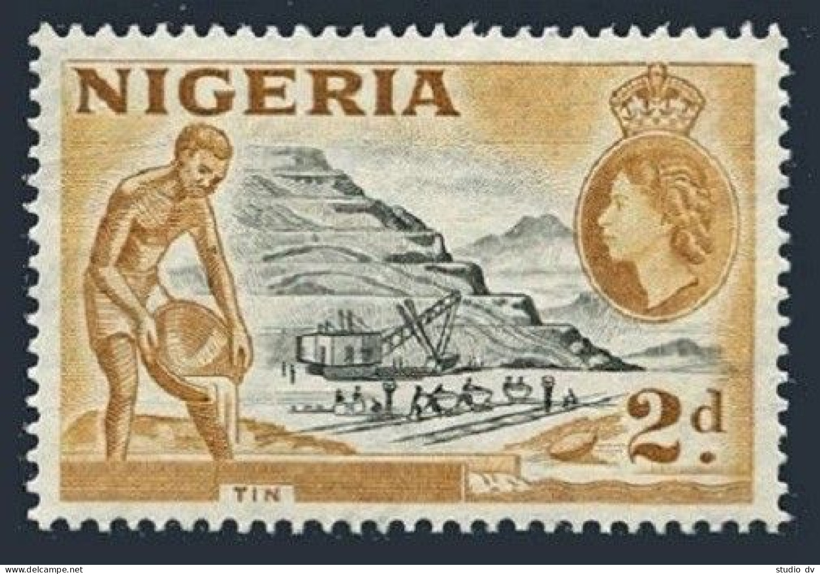 Nigeria 83,hinged.Michel 74. Queen Elizabeth II,1953.Mining Tin. - Nigeria (1961-...)