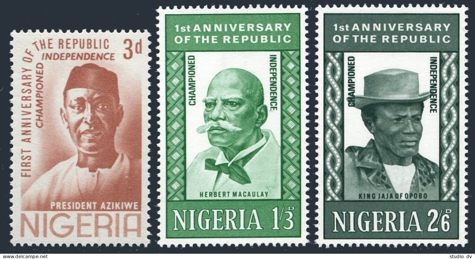 Nigeria 162-164,MNH.Mi 153-155. Republic-1,1964.Nnamdi Azikiwe,Herbert Macaulay, - Nigeria (1961-...)