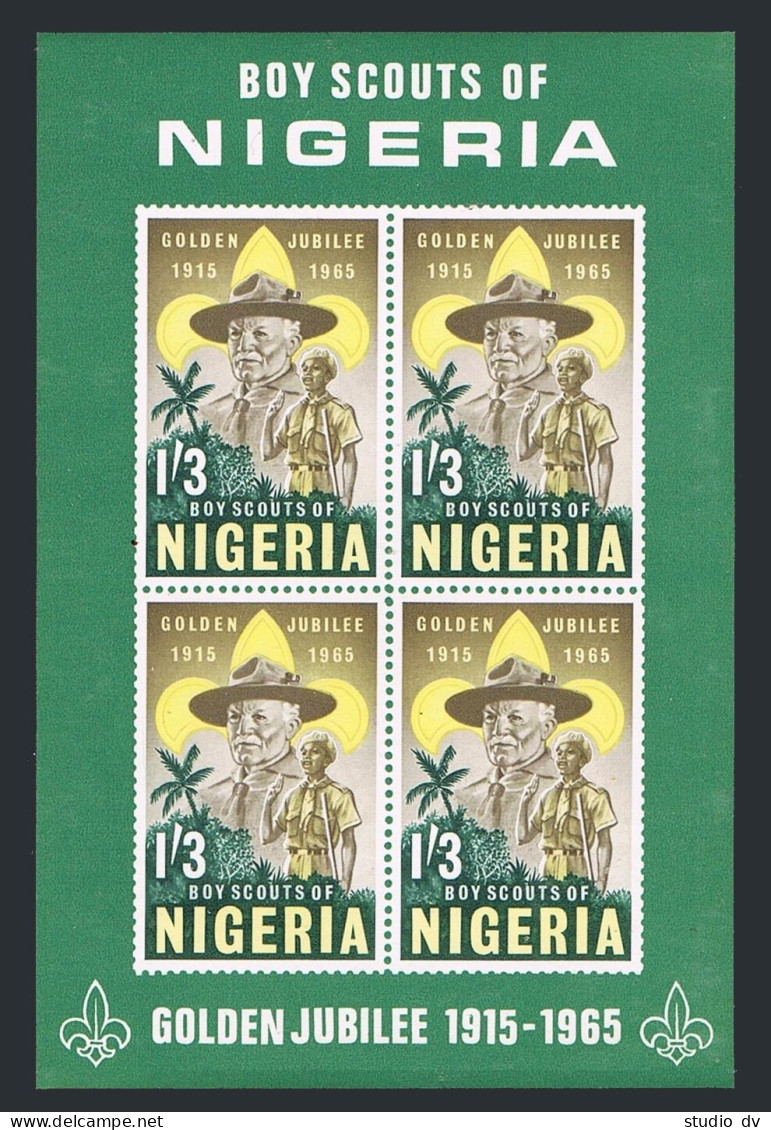 Nigeria 172a Sheet,MNH.Michel 163B Bl.5. Boy Scouts-50,1965.Lord Baden-Powell. - Nigeria (1961-...)