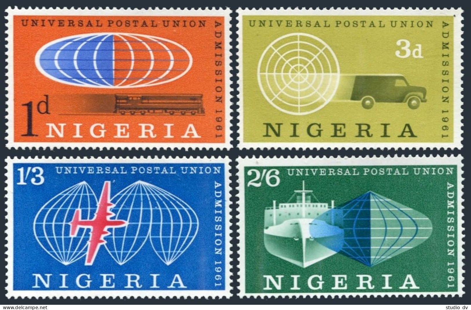 Nigeria 114-117, MNH. Michel 119-122. Admission To UPU, 1961. Globe, Train,Ship. - Nigeria (1961-...)