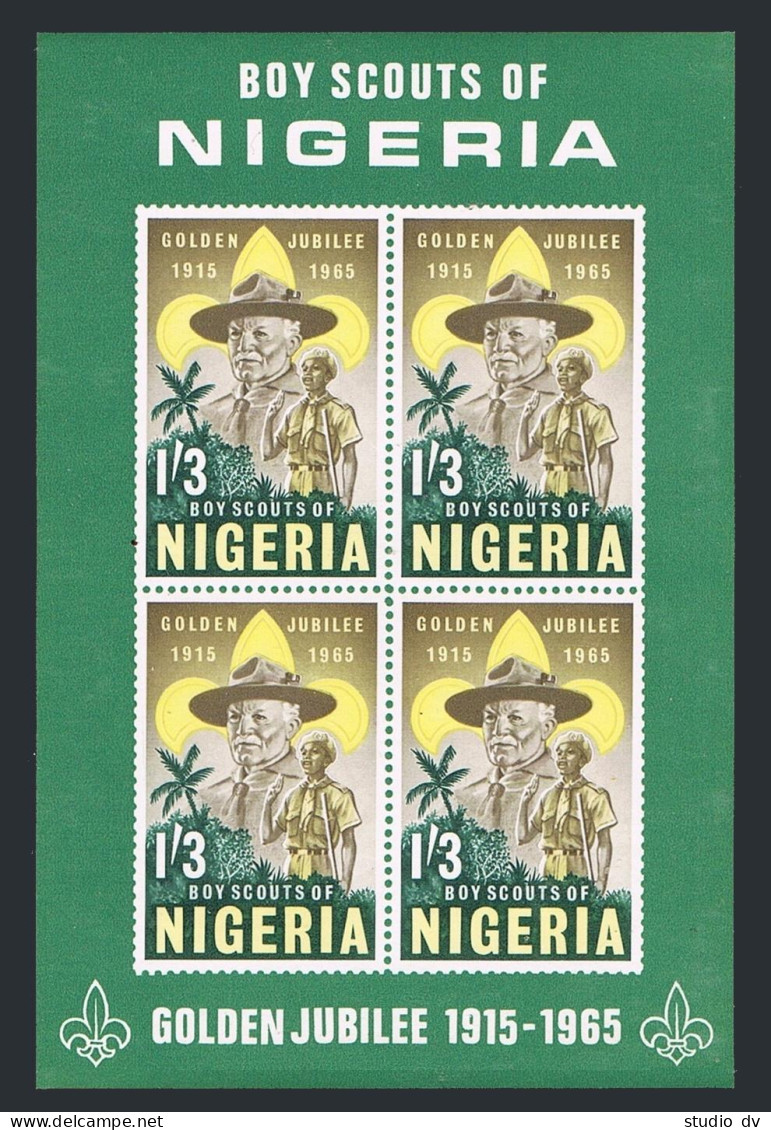 Nigeria 169-172,172a,MNH.Michel 160-163A,Bl.5 Boy Scouts-50,1965.Baden-Powell. - Nigeria (1961-...)