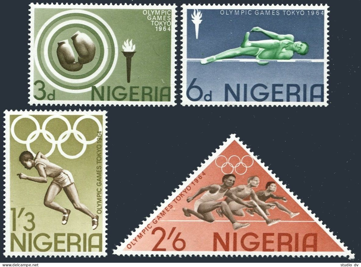 Nigeria 165-168,168a,MNH. Olympics Tokyo-1964.Boxing,High Jump,Running,Hurdling. - Nigeria (1961-...)