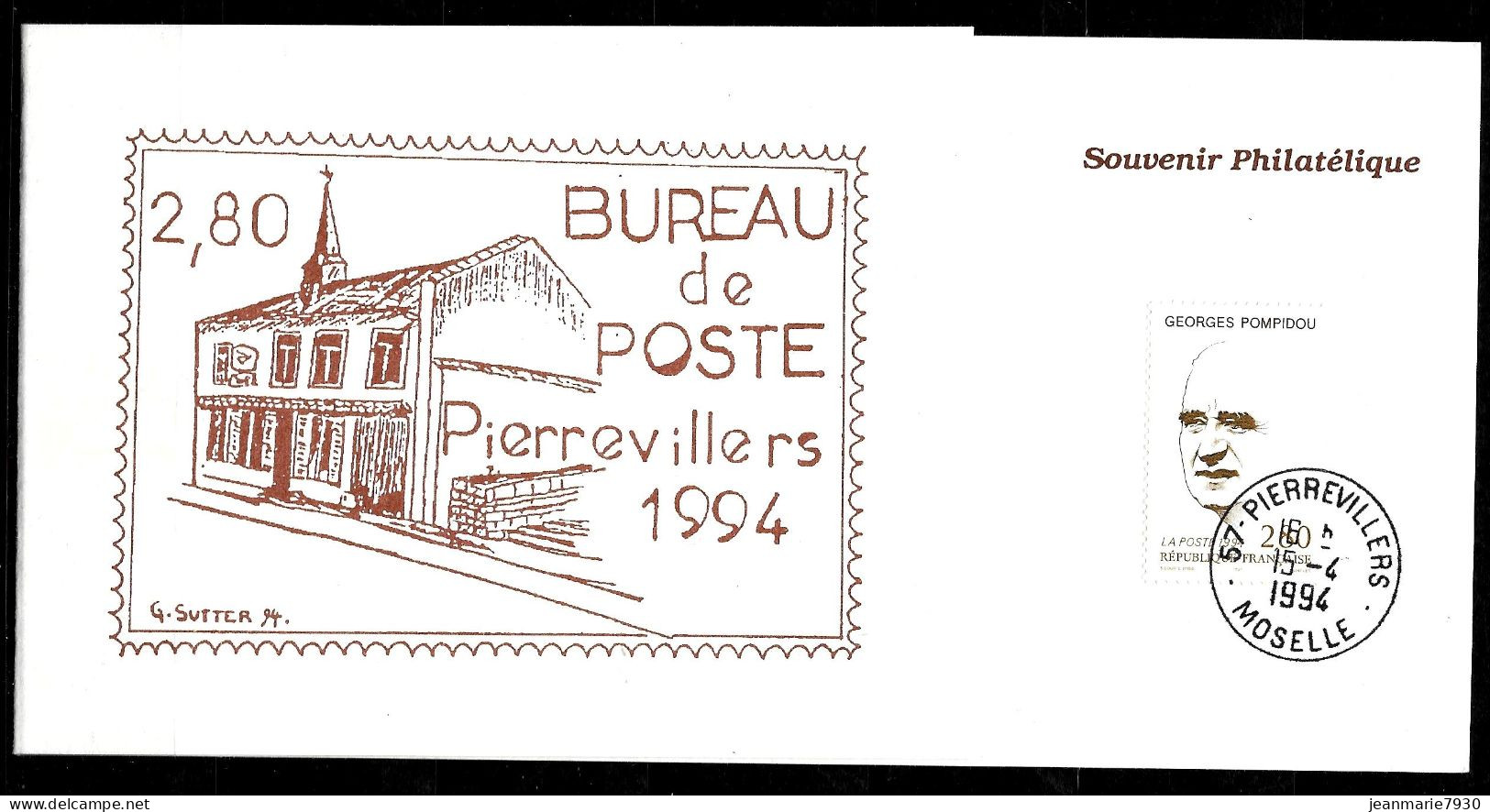 P234 - SOUVENIR PHILATELIQUE DE PIERREVILLERS DU 15/04/94 - Commemorative Postmarks