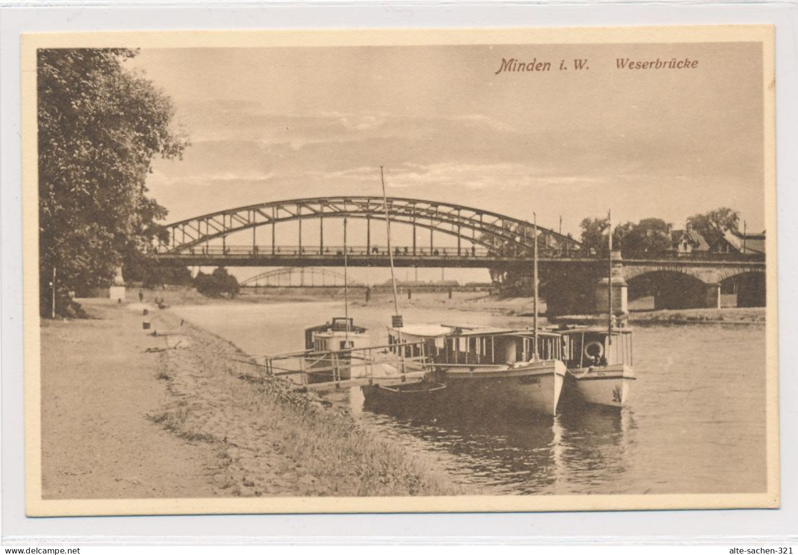 AK 1927 Bootsanleger Boote Am Weserufer Nach Weserbrücke Minden - Minden
