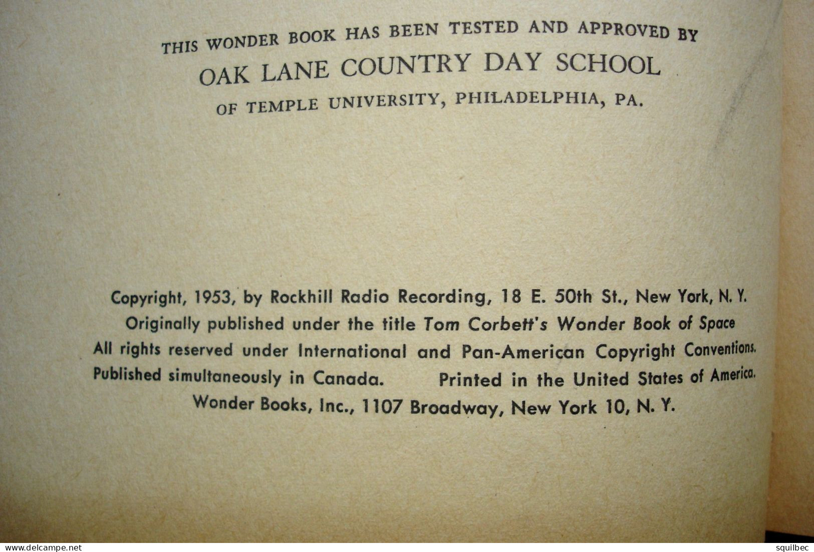 Tom Corbett: A Trip To The Moon Marcia Martin Edité Par Wonder Books, New York, 1953 - Science Fiction - Livre D'enfant - Autres Éditeurs