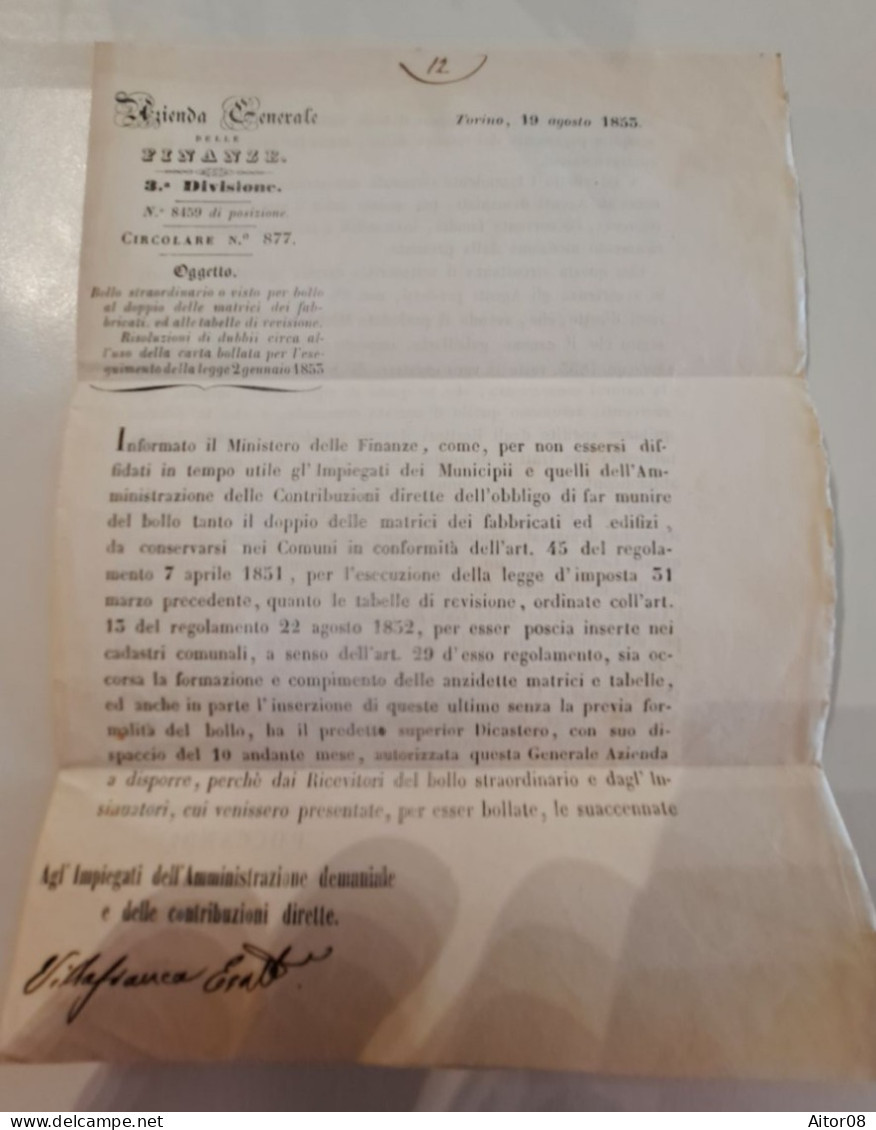 LAC DE 1853 . DE NIZZA  A  VILLAFRANCA.CACHET NIZZA MARITIMA. TRES INTERESSANT. . BEL ETAT - Non Classés