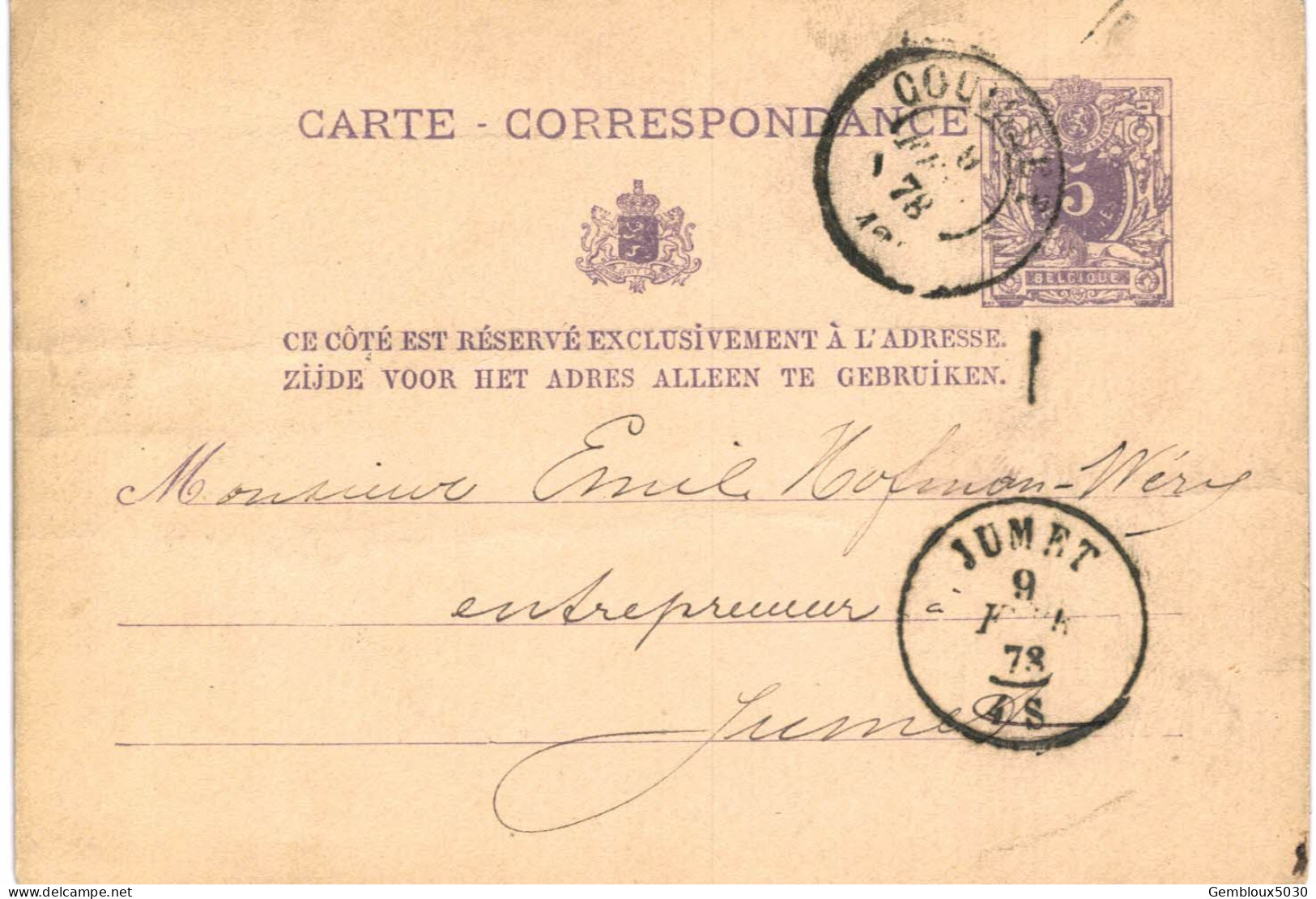 Carte-correspondance N° 28 écrite De Couillet Vers Jumet - Cartas-Letras