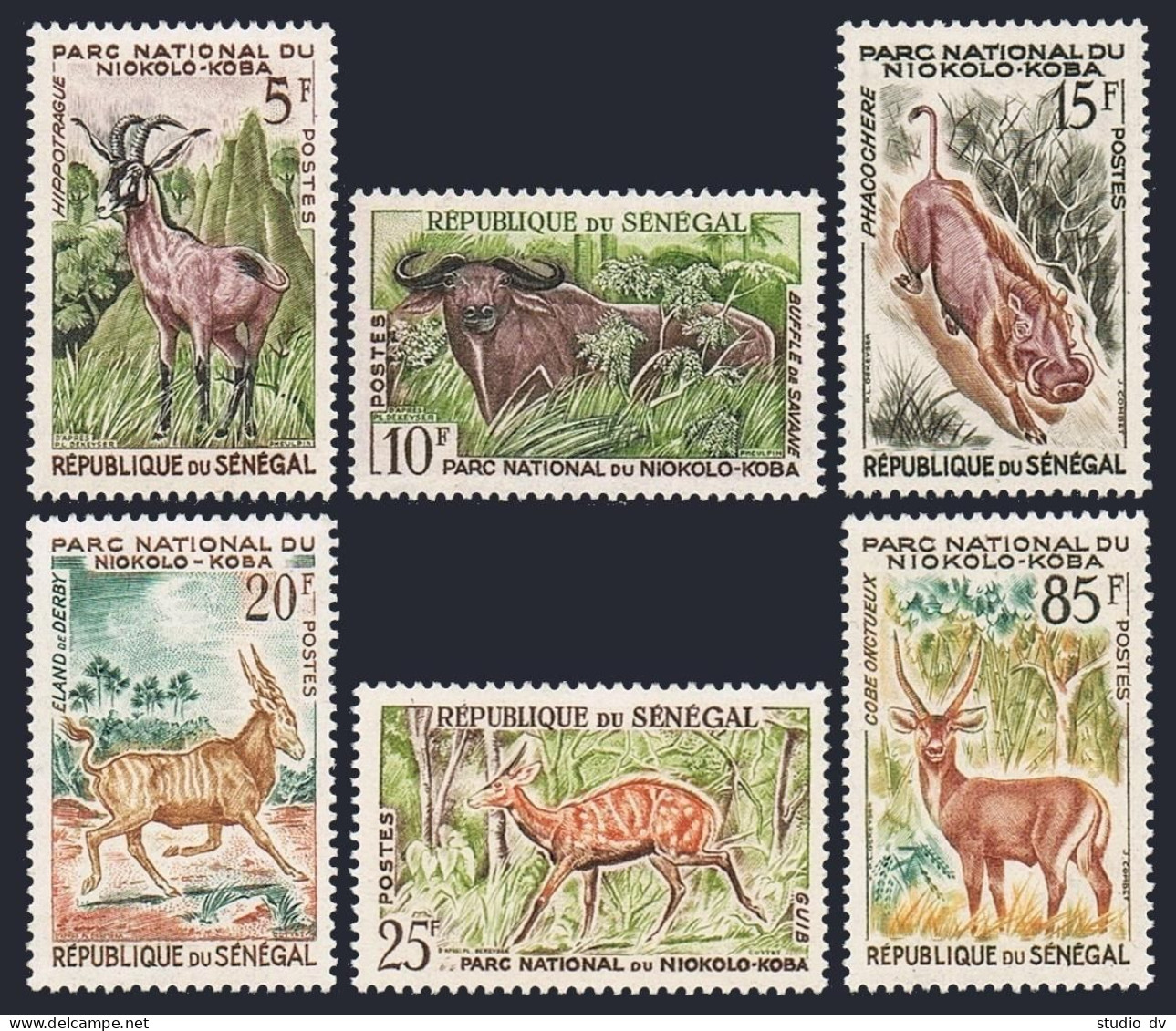 Senegal 195-200,hinged. Mi 233-238. Wild Animals 1960. Roan Antelope, Buffalo,   - Senegal (1960-...)