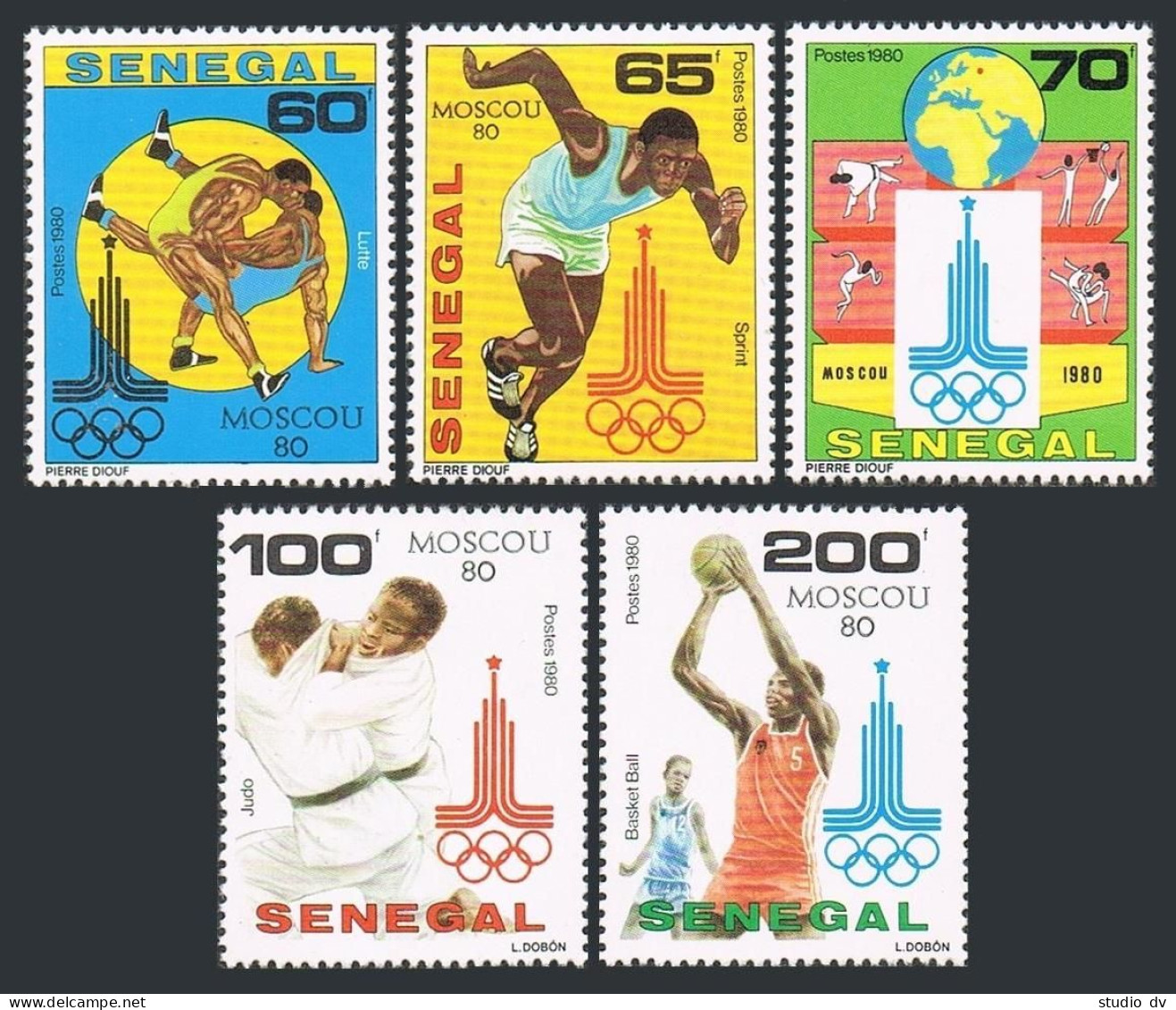 Senegal 534-538,539, MNH. Michel 731-735, Bl.38. Olympics Moscow-1980. Judo, - Senegal (1960-...)