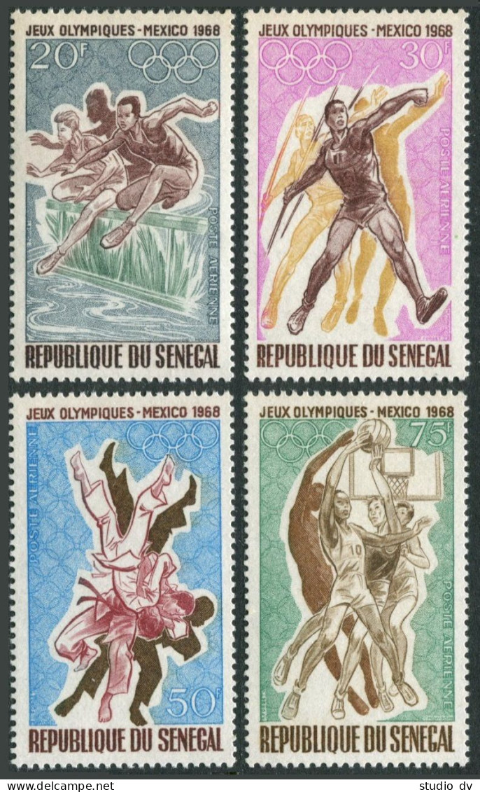 Senegal C63-C66,hinged.Mi 385-388. Olympics Mexico-1968.Hurdling,Javelin,Judo, - Senegal (1960-...)