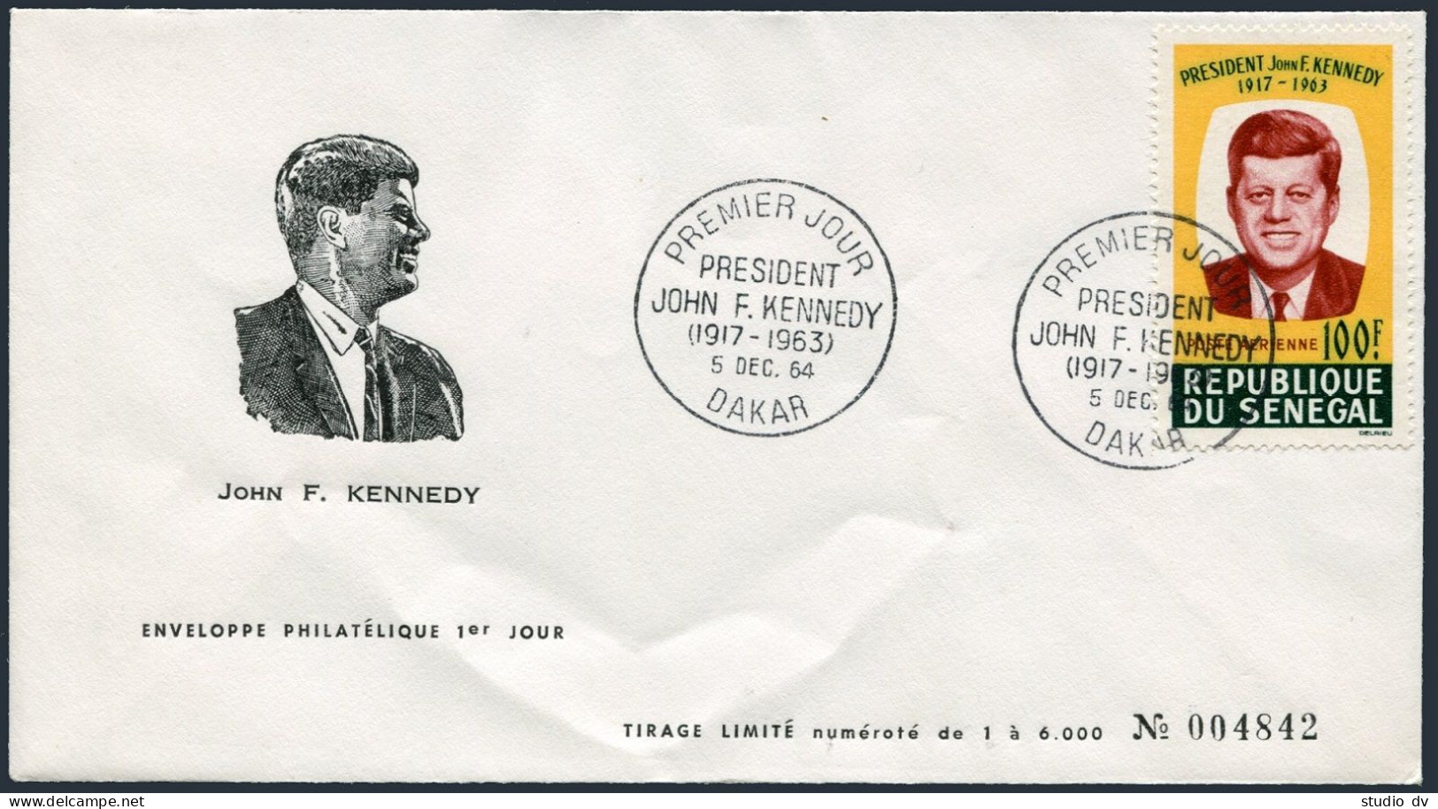 Senegal C40,FDC.Michel 295. President John F.Kennedy,1964. - Senegal (1960-...)