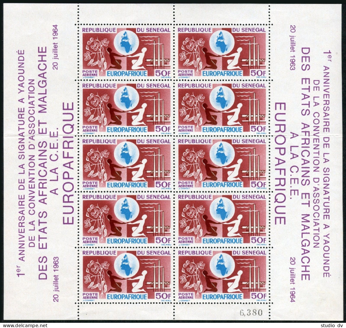 Senegal C36 Sheet-folded,MNH.Michel 287. EUROPAFRICA-1964.Peanuts,Globe,Factory. - Senegal (1960-...)