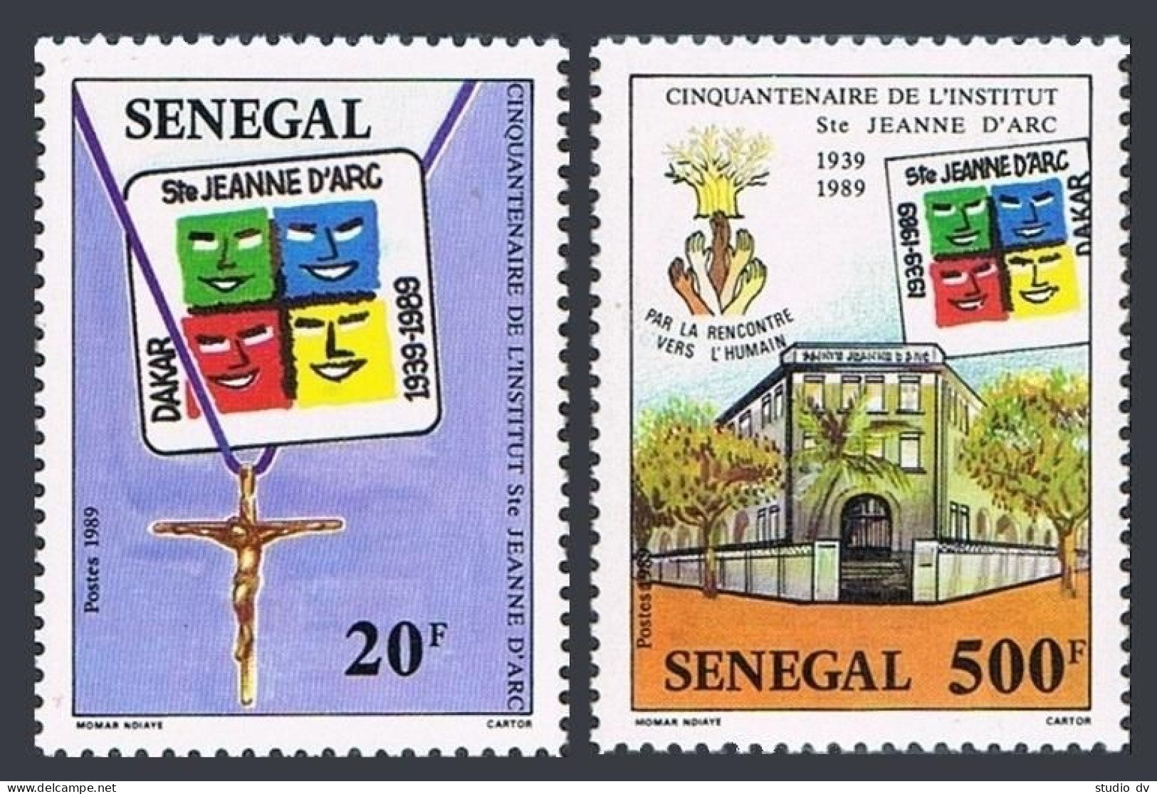 Senegal 857-858, MNH. Michel 1059-1060. Joan Of Arc Institute, 50th Ann. 1989. - Senegal (1960-...)