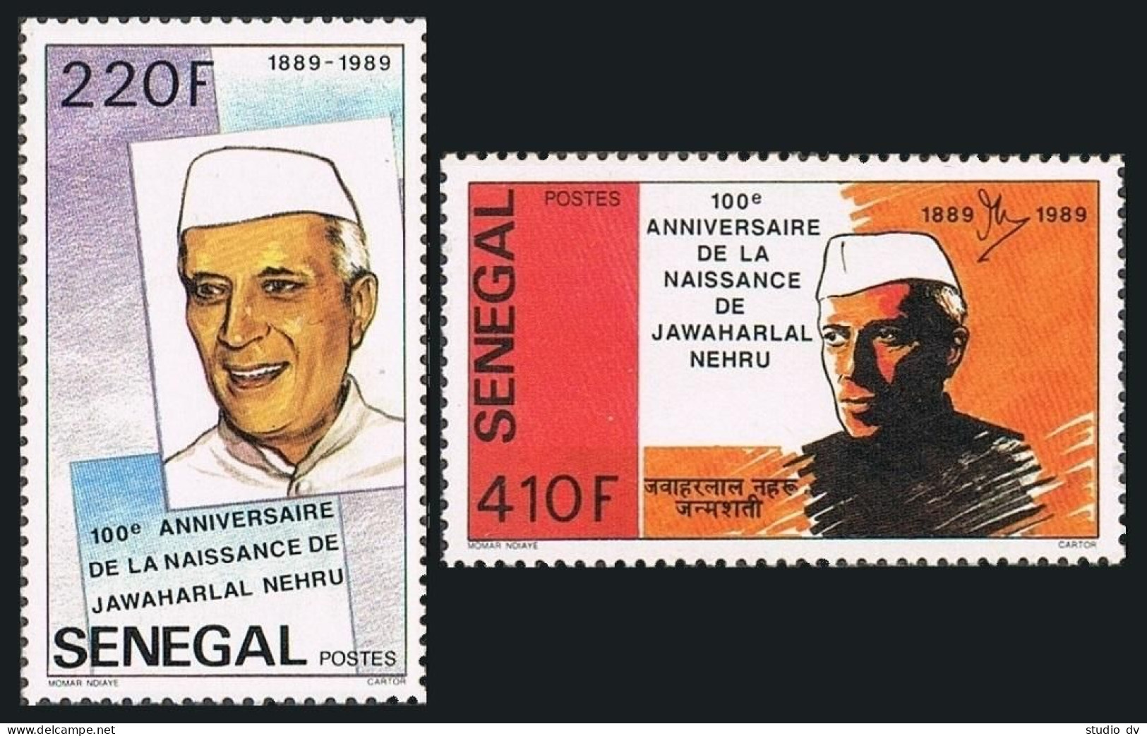 Senegal 841-842,MNH.Mi 1039-1040. Jawarharlal Nehru,1st Prime Minister Of India. - Senegal (1960-...)