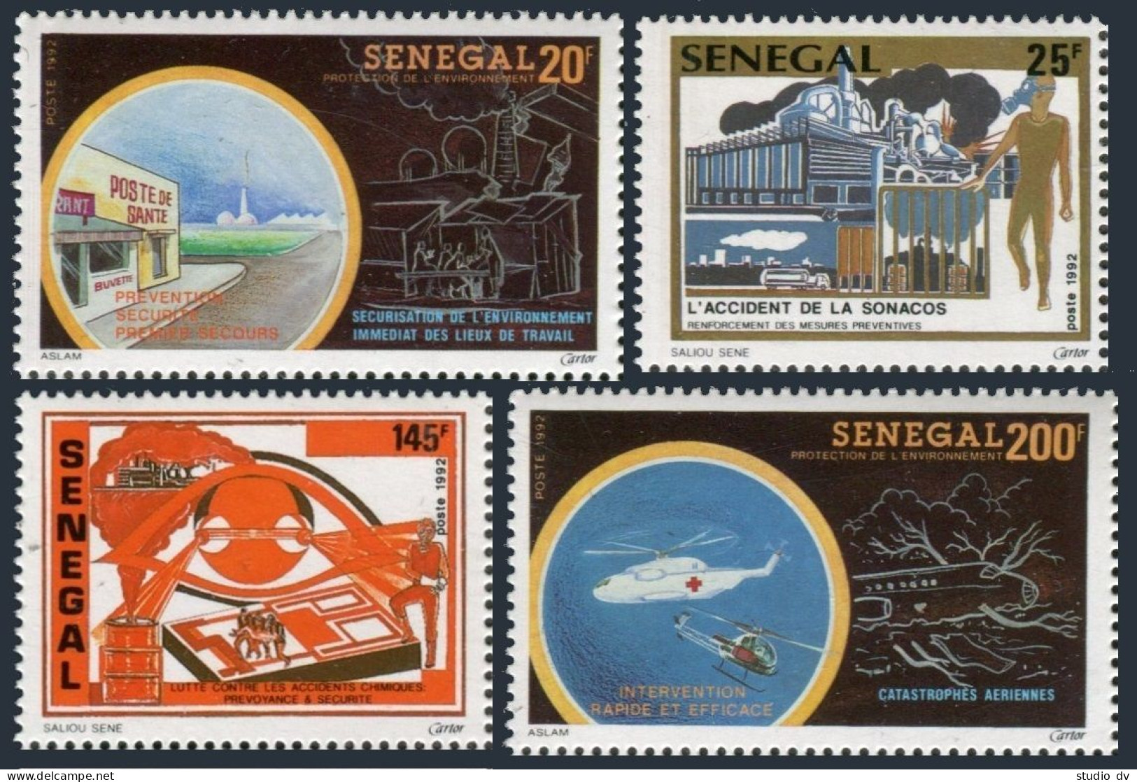 Senegal 1052-1055, MNH. Mi 1255-1258. Environmental Protection, 1993. Helicopter - Senegal (1960-...)