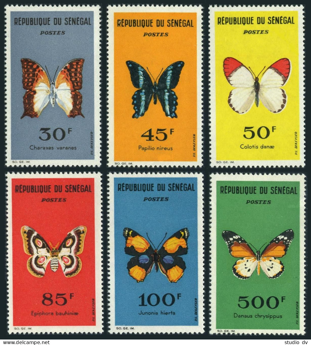 Senegal 221-226,no Gum.Michel 267-272. Butterflies 1963:Papilio Nireus,Danae, - Senegal (1960-...)