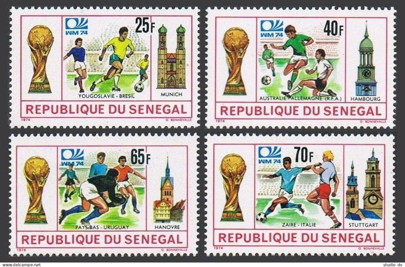 Senegal 400-403,406,MNH.Michel 553-556,561. World Soccer Cup Munich-1974.Views. - Senegal (1960-...)