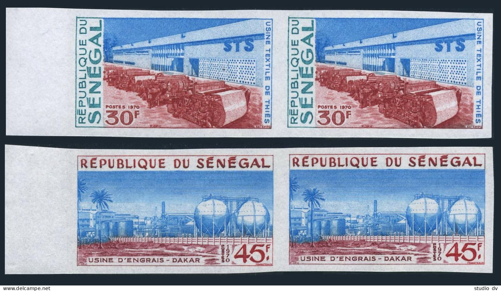 Senegal 330-331 Imperf Pairs,MNH. Industrialization,1970.Textile,Fertilizer. - Senegal (1960-...)