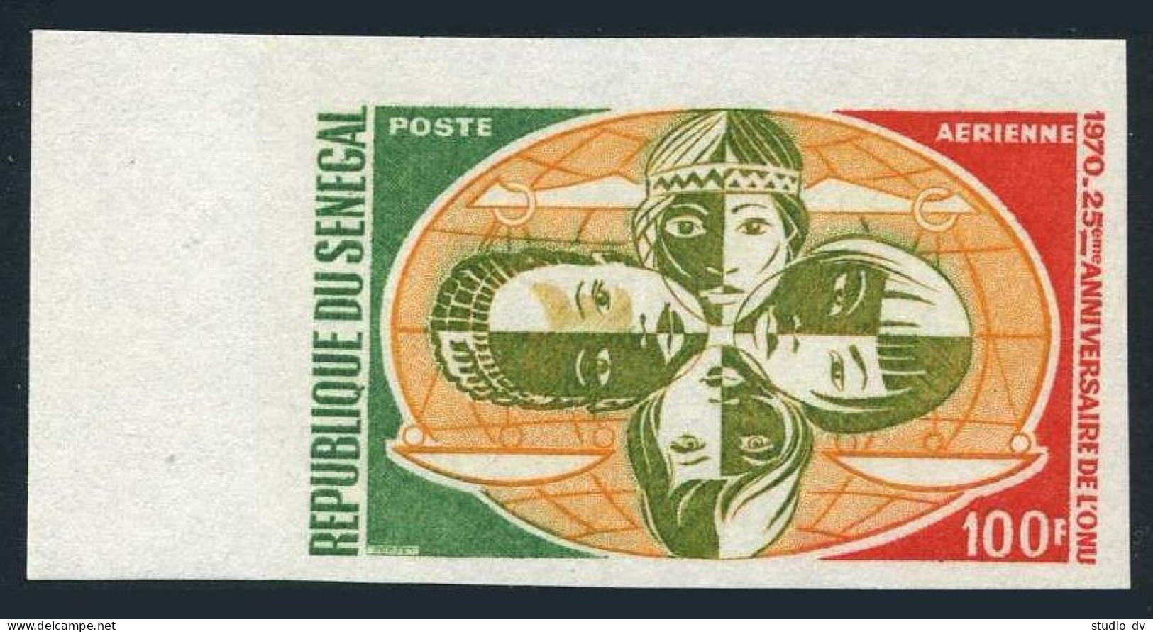 Senegal C91 Imperf,MNH.Michel 436B. UN,25th Ann.1970.Globe,Scales,Women. - Senegal (1960-...)