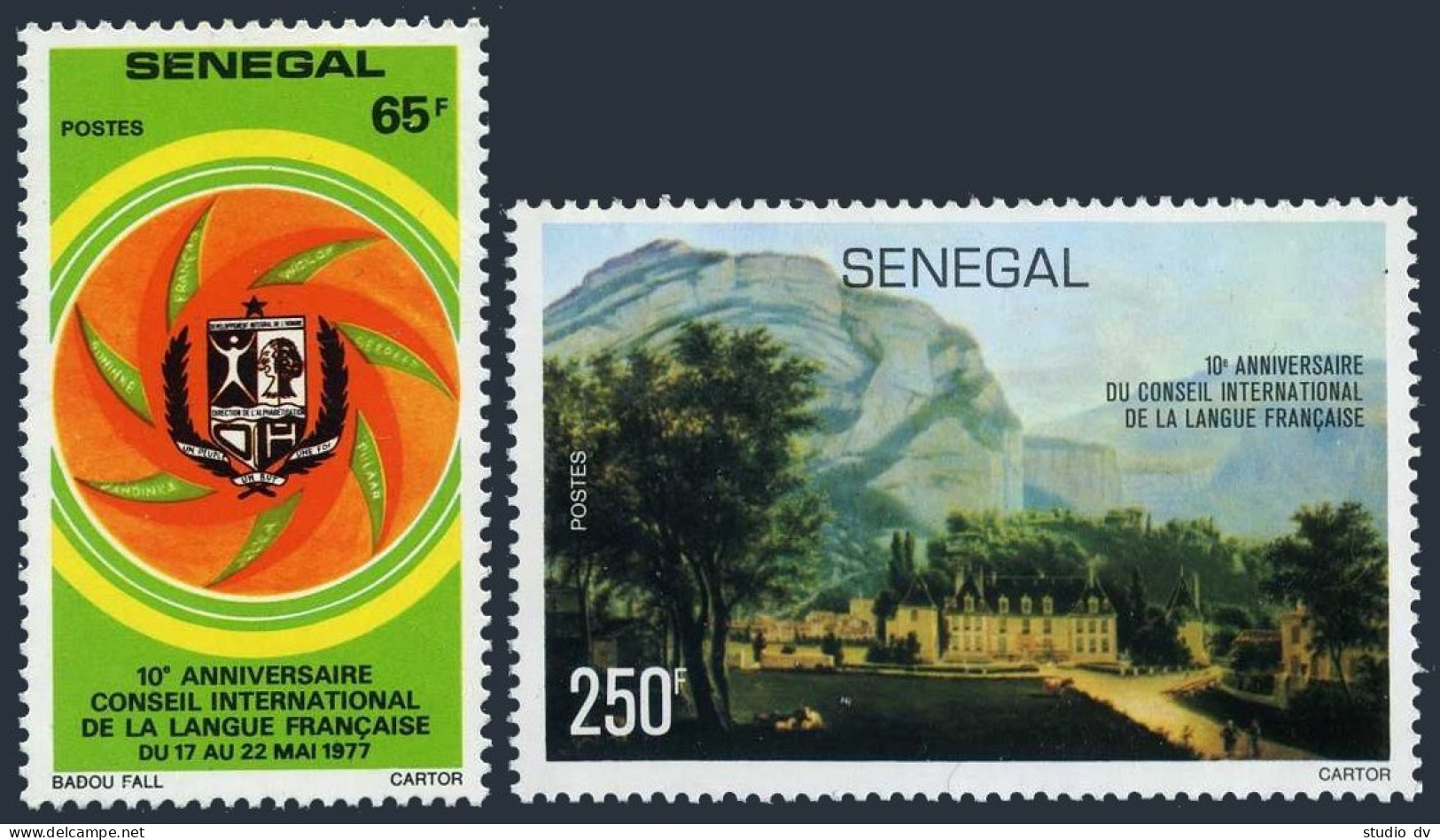 Senegal 450-451, MNH. Mi 634-635. French Language Council,1977. Sassenage Castle - Sénégal (1960-...)