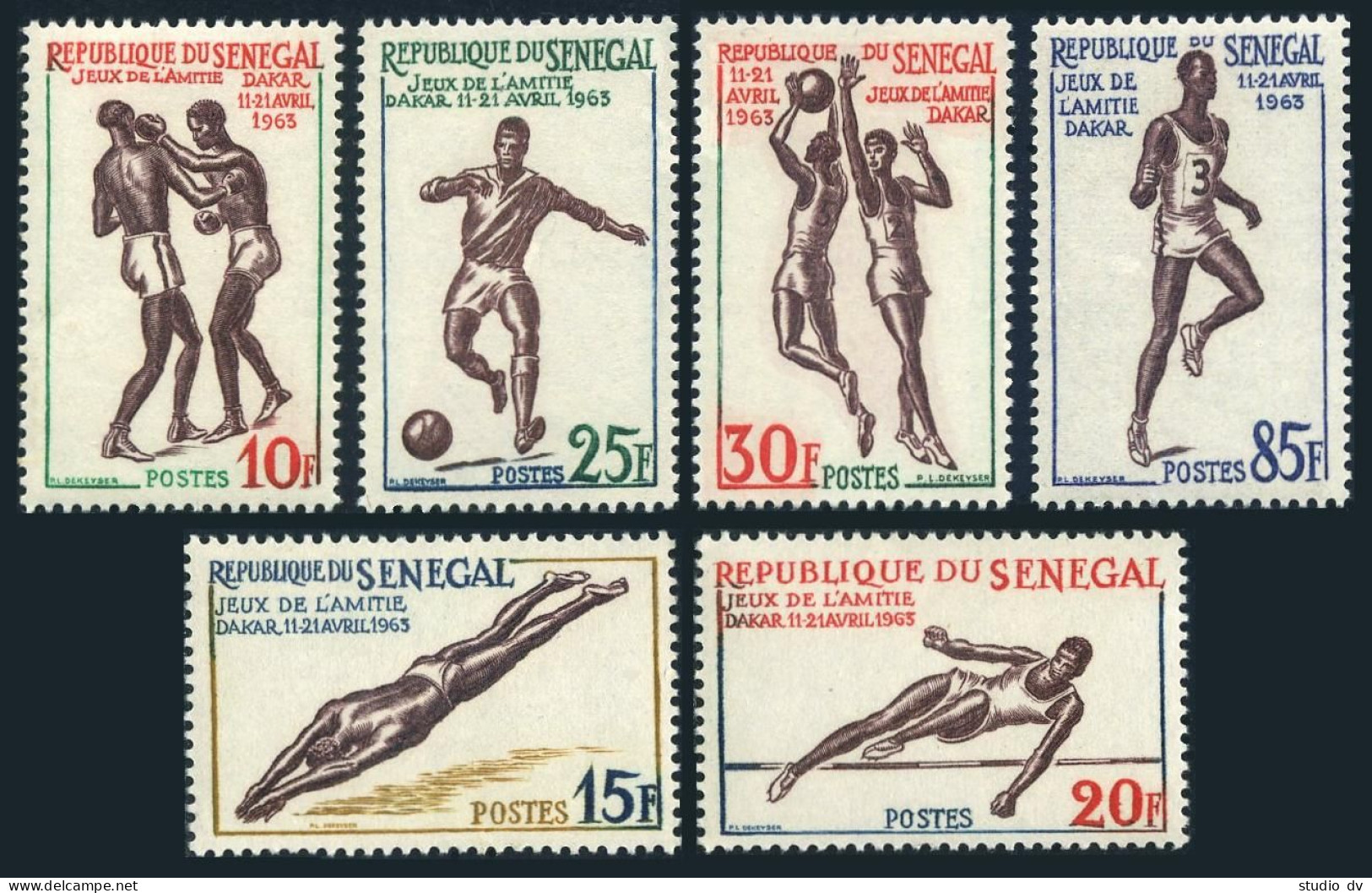 Senegal 212-217, MNH. Mi 258-263. Friendship Games, Dakar-1963. Boxing, Soccer, - Senegal (1960-...)