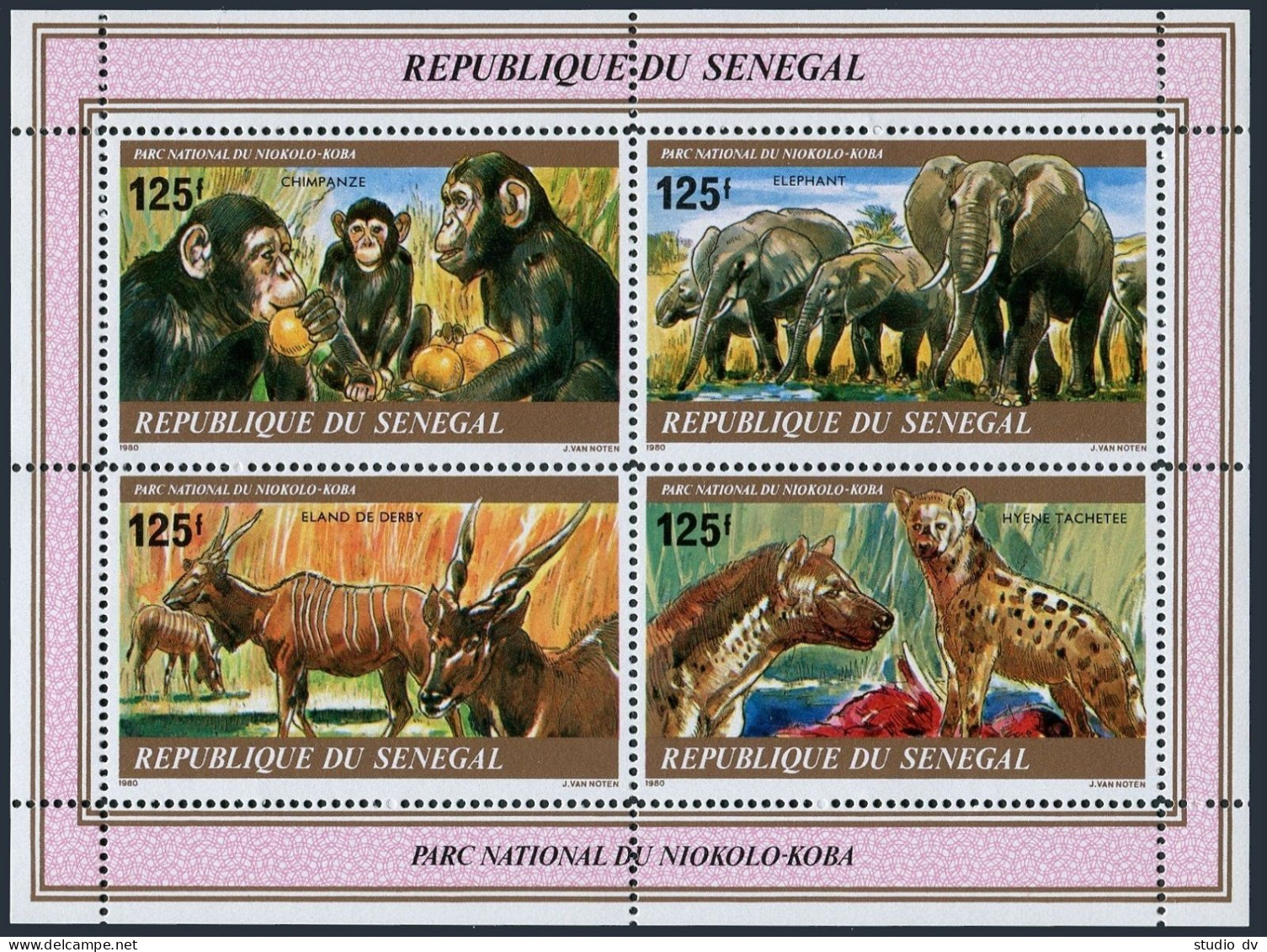 Senegal 528 Ad Sheet,MNH.Mi Bl.37. Niokolo Koba Park.Chimpanzee,Elephants,Hyenas - Sénégal (1960-...)