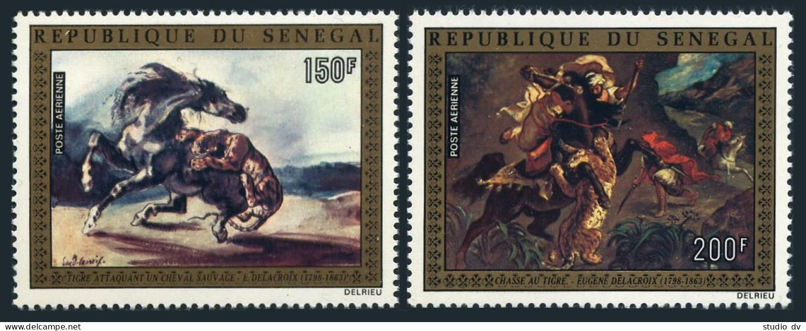 Senegal C136-C137,MNH.Michel 549-550. Paintings:Delacroix.Tiger Attacking Horse. - Sénégal (1960-...)