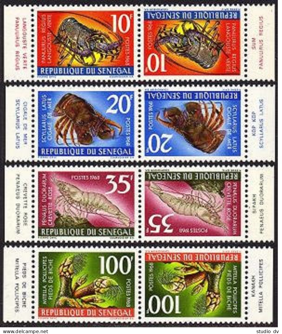 Senegal 301/306 Tete-beche, MNH. Mi 374-377. Lobster, Cicada, Shrimp, Barnacles. - Sénégal (1960-...)