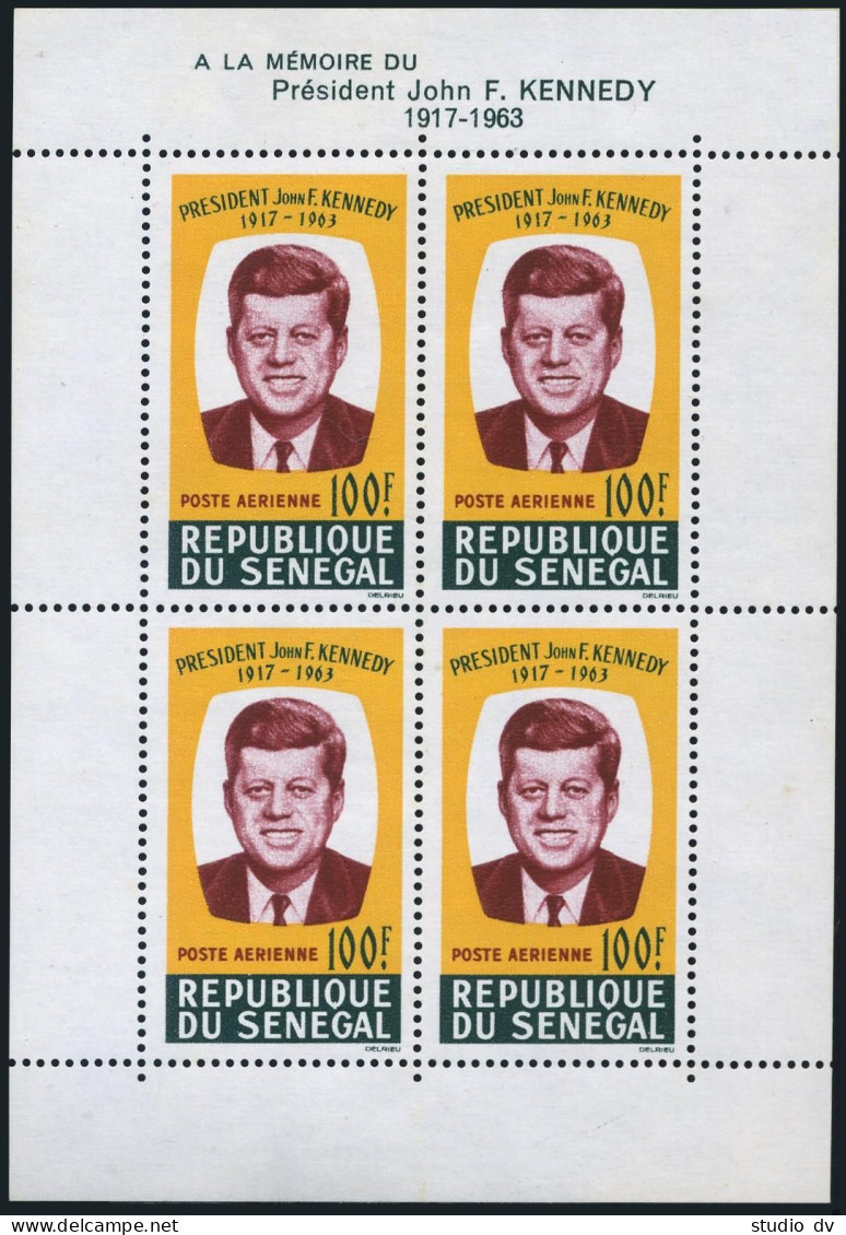 Senegal C40a Sheet, MNH. Michel Bl.2. President John F. Kennedy, 1964. - Sénégal (1960-...)