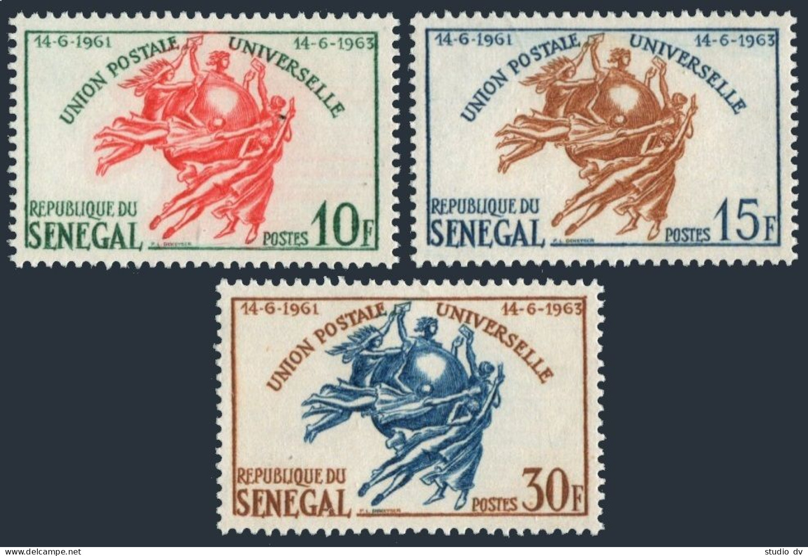 Senegal 218-220,MNH.Michel 264-266. Admission To UPU, 2nd Ann. 1963. - Sénégal (1960-...)