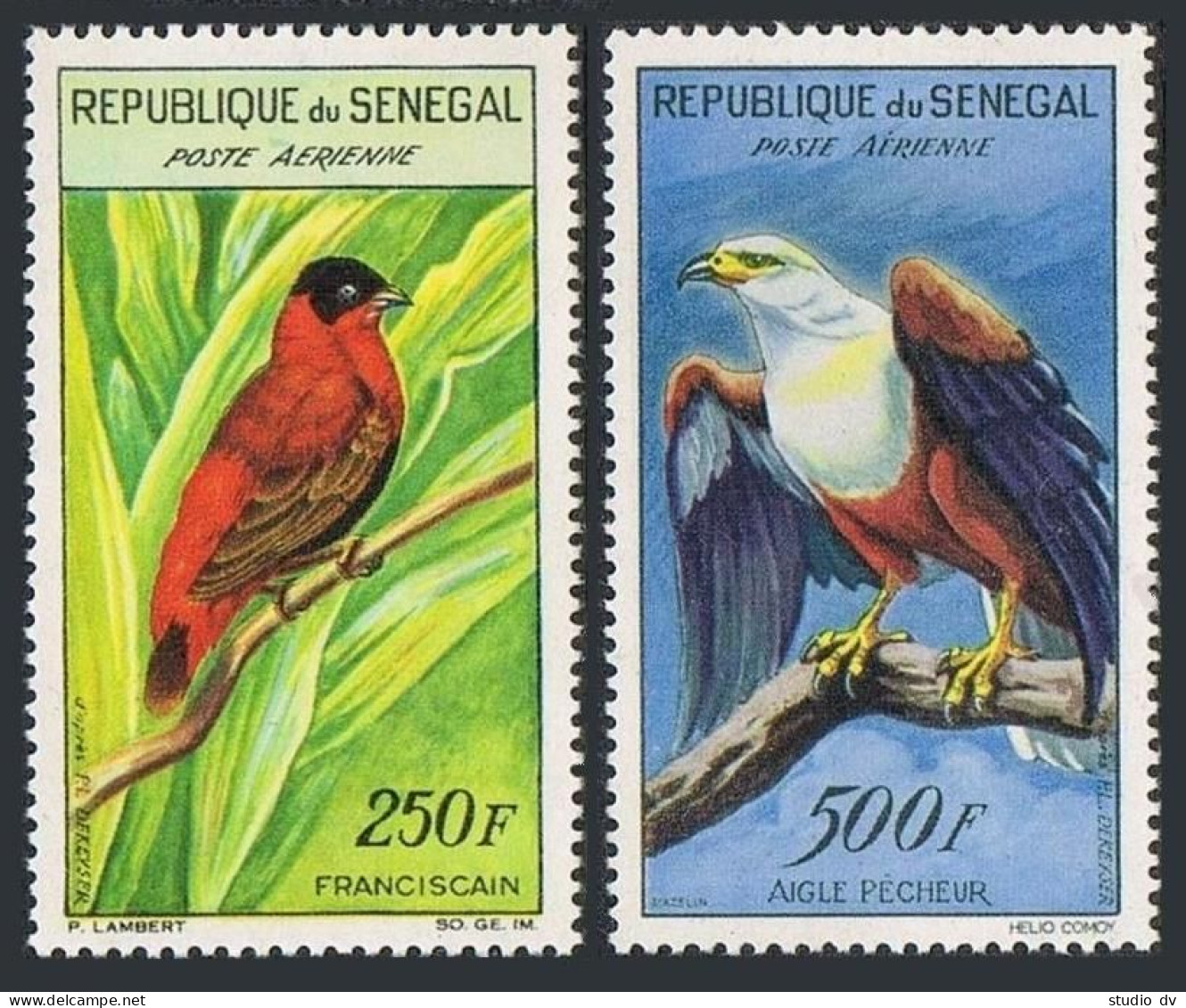 Senegal C29-C30,lightly Hinged.Michel 242-243. Red Bishop,Fish Eagle,1960-1963. - Sénégal (1960-...)