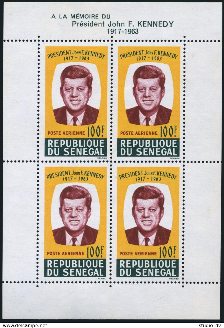 Senegal C40,C40a Sheet, MNH. Michel 295, Bl.2. President John F. Kennedy, 1964. - Sénégal (1960-...)