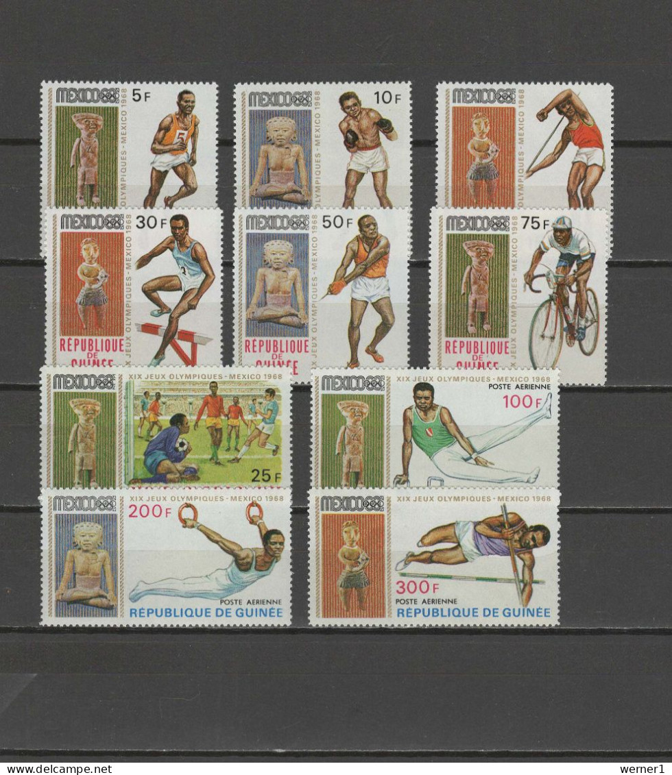 Guinea 1969 Olympic Games Mexico, Athletics, Cycling, Football Soccer, Javelin Set Of 10 MNH - Summer 1968: Mexico City