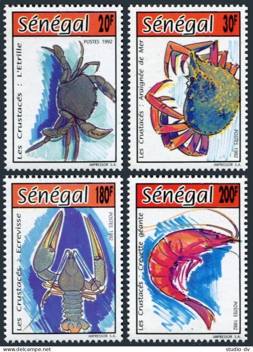 Senegal 1028-1031, MNH. Michel 1231-1234. Shellfish 1992. Crabs, Lobster, Shrimp - Senegal (1960-...)