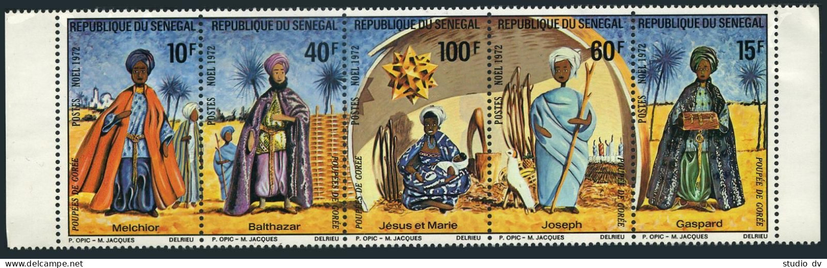 Senegal 381-385a, MNH. Michel 511-515. Christmas 1972: Traditional Goree Dolls. - Sénégal (1960-...)