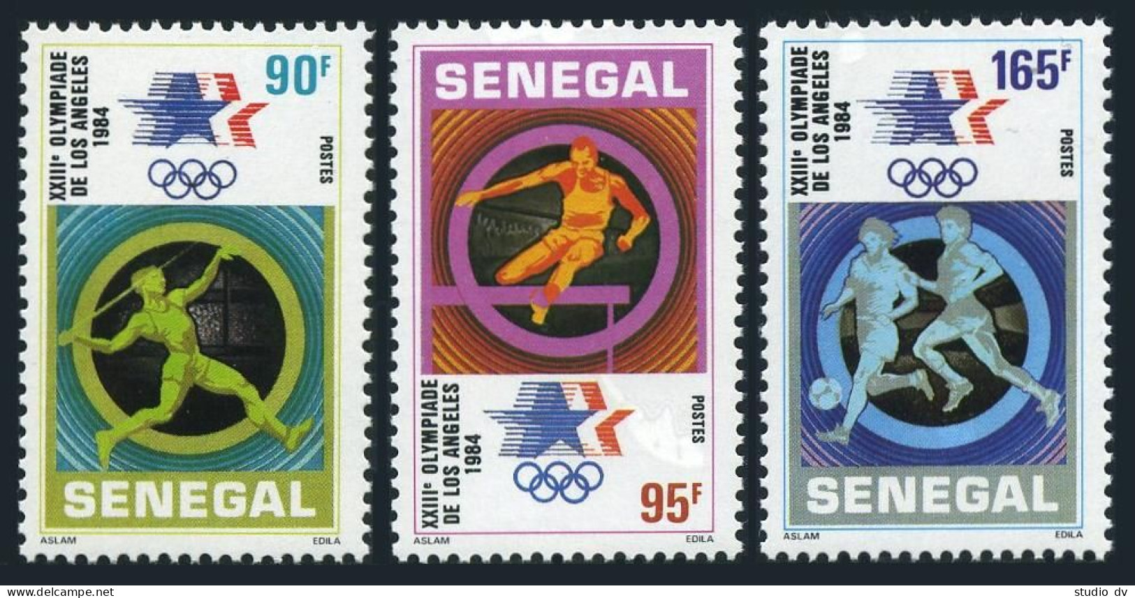 Senegal 617-619,620 Sheet,MNH.Michel 817-819,Bl.46. Olympics Los Angeles-1984. - Sénégal (1960-...)