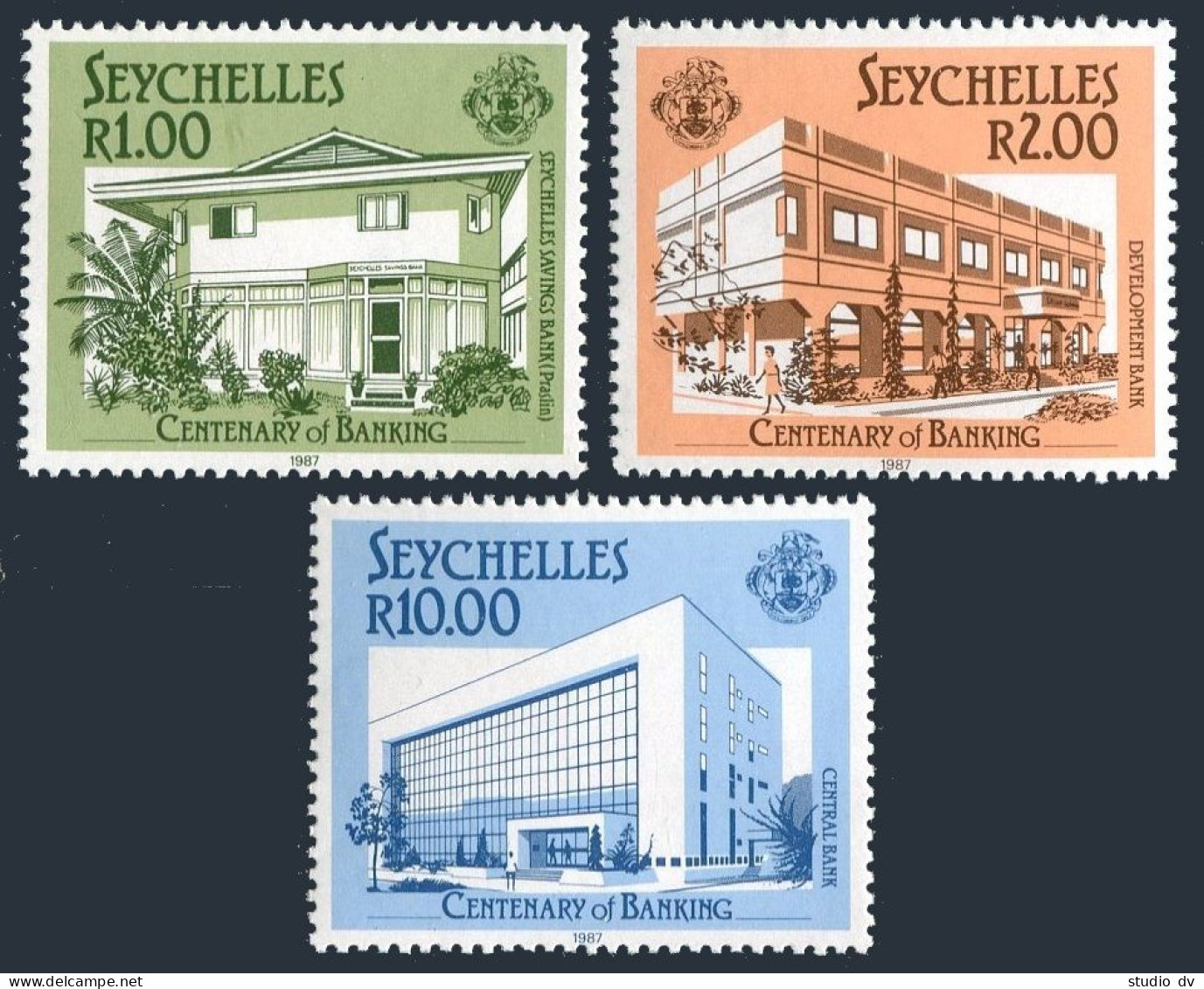 Seychelles 622-624, MNH. Michel 641-643. National Banking, Centenary, 1987. - Seychelles (1976-...)