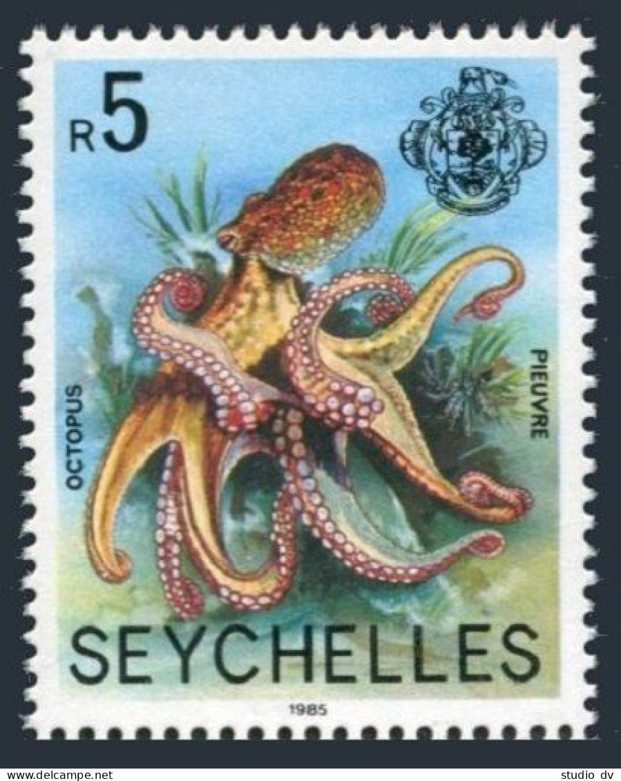 Seychelles 403Ec Inscribed 1985, MNH. Coral Reef. Octopus. - Seychelles (1976-...)