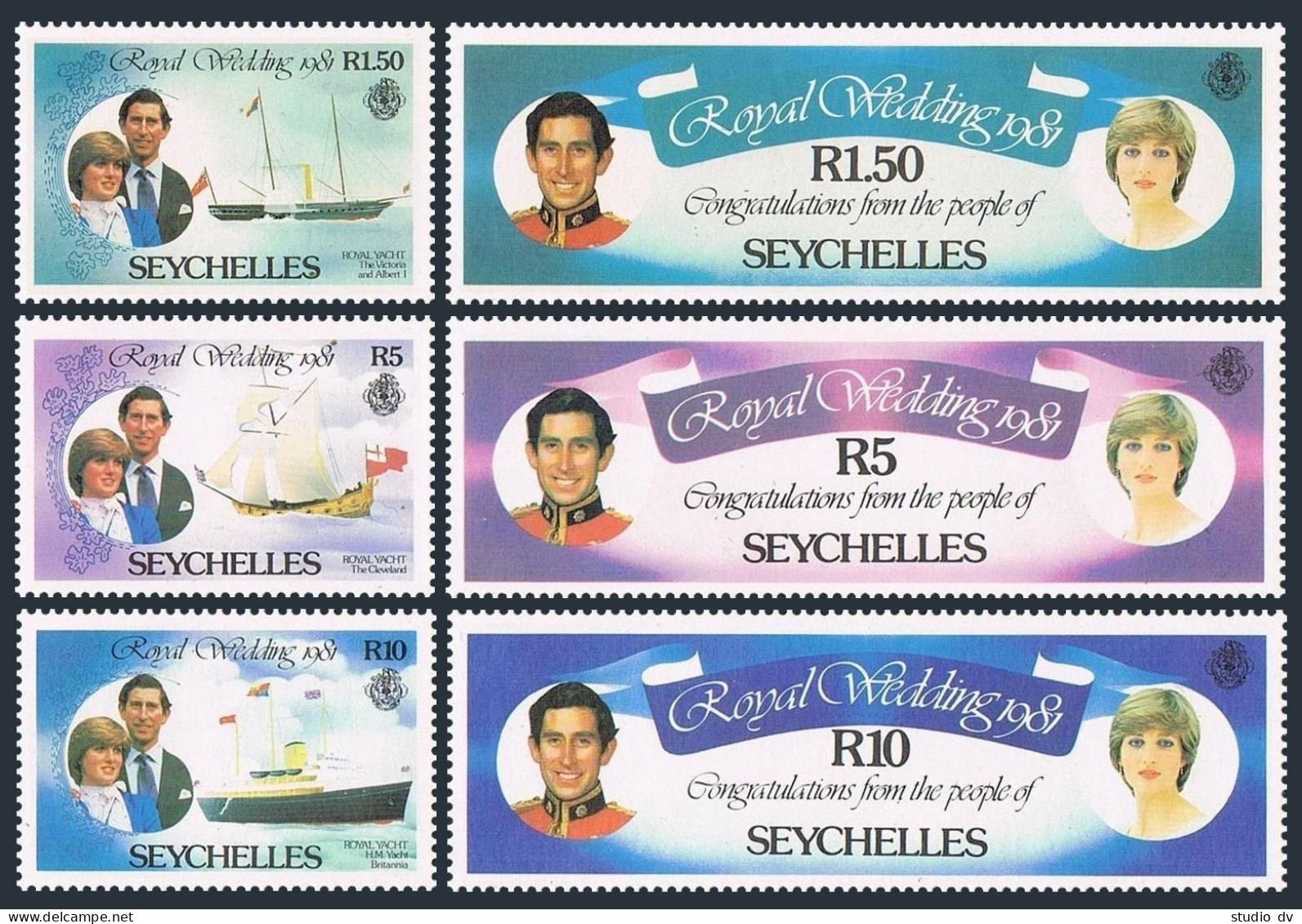 Seychelles 469-474, MNH. Mi 483-488. Royal Wedding 1981. Prince Charles-Diana. - Seychelles (1976-...)