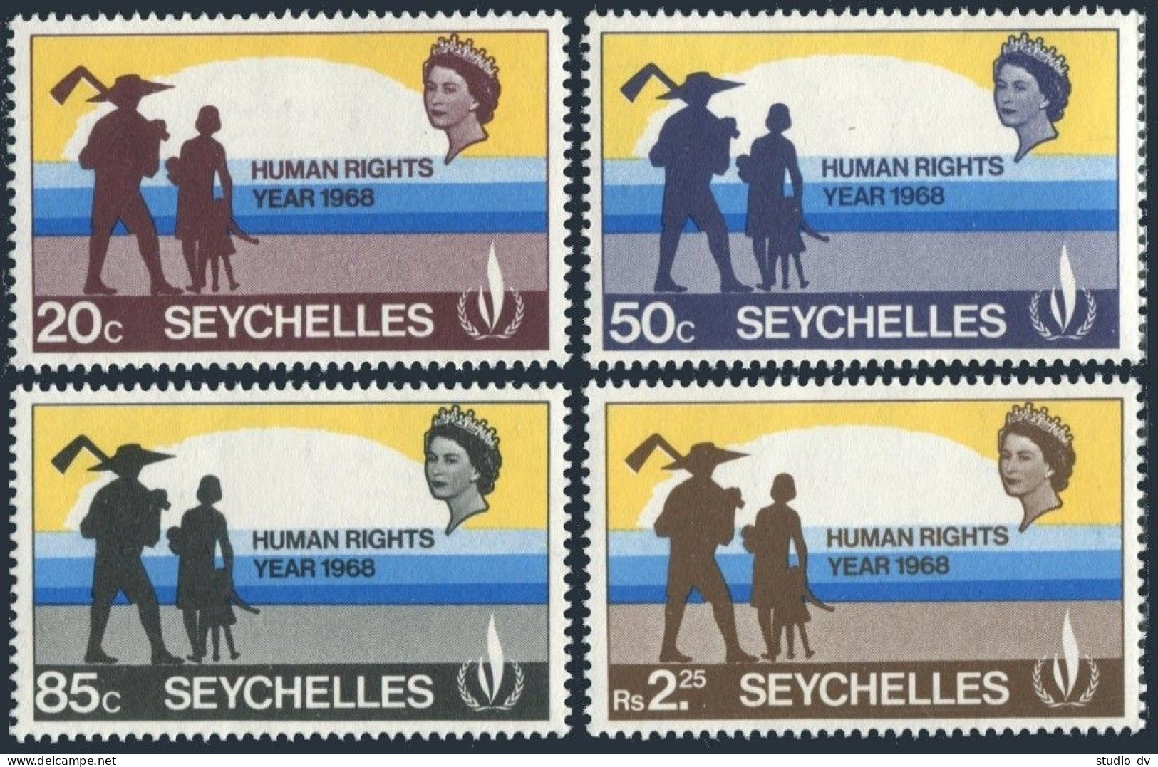 Seychelles 244-247, MNH. Mi 246-249. Human Rights Year IHRY-1968. Family, Sun. - Seychelles (1976-...)
