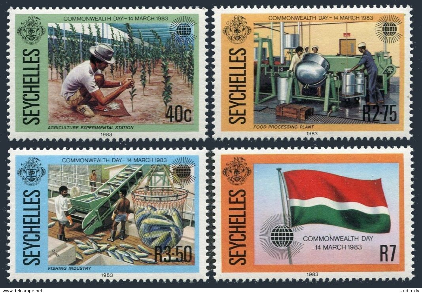 Seychelles 511-514,MNH.Michel 527-530. Commonwealth Day,1983.Agriculture,Fishing - Seychelles (1976-...)