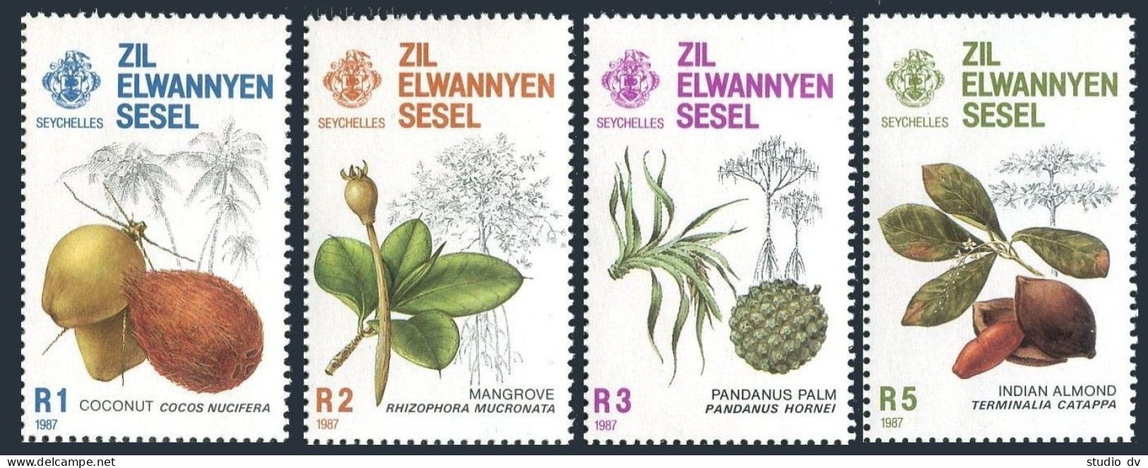 Zil Sesel Seychelles 127-130, MNH. Michel 133-136. Coconut, Mangrove, Palm, 1987 - Seychelles (1976-...)